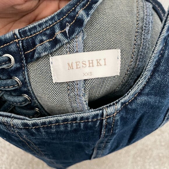 MESHKI BIANCA Denim Lace Up Corset - Dark Blue Brand new XXS - Picture 7 of 7